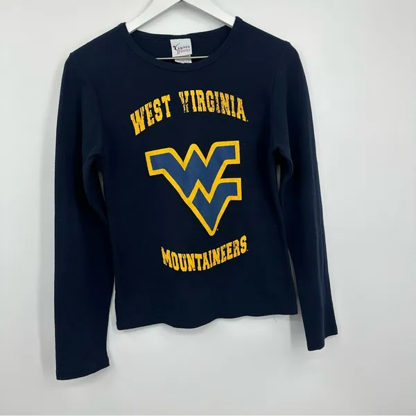 West Virginia Mountaineers Blue Long Sleeve Thermal Shirt Size Medium - Image 3