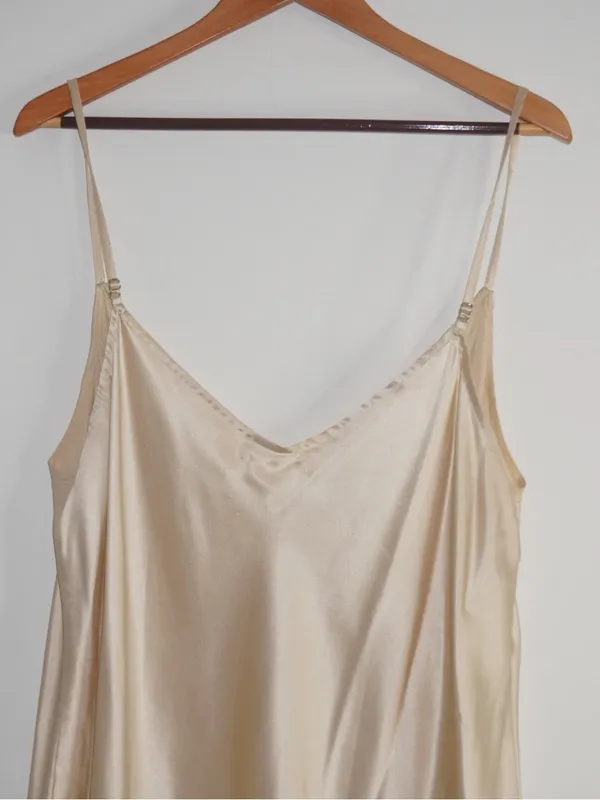 Reformation Champagne 100% Silk Tank Top Size: 2X Neutral Adjustable Straps - Image 5
