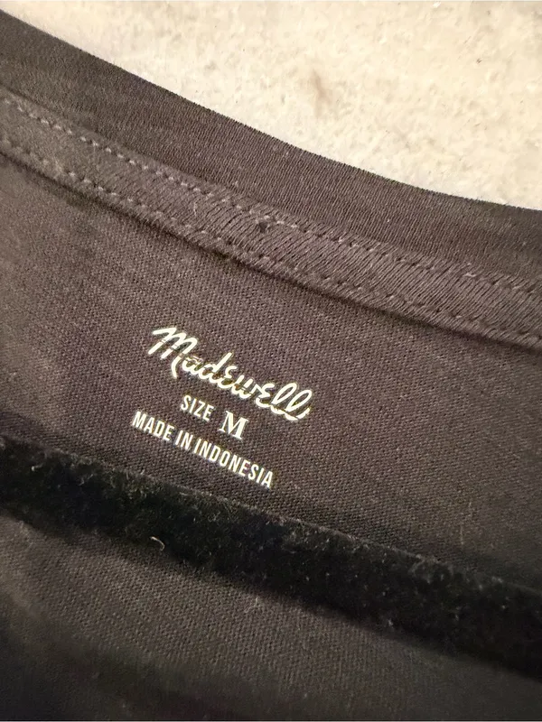 NWOT Madewell Size M Black V Neck Short Sleeve Slub Cotton Tee Shirt - Image 9