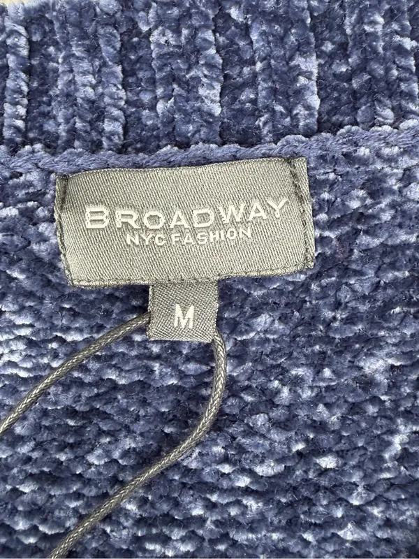 NWT Broadway NYC Genny Chenille Sweater Women M Blue V Neck Cozy Plush Knit - Image 5