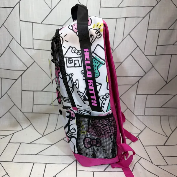 Sanrio Hello Kitty Backpack OSFA Pink White Bioworld 19 Inch Laptop Sleeve Padded Back - Image 3