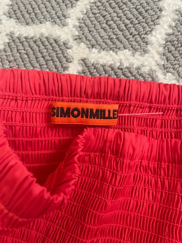 Simo Miller Red Via Smocked Mini Dress Size M! - Image 3