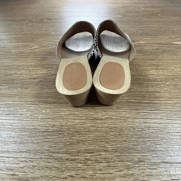 Madewell Clog Mule Sandals Womens 8 Spotted Calf Hair Wood Heel Slides Boho Chic - Image 5