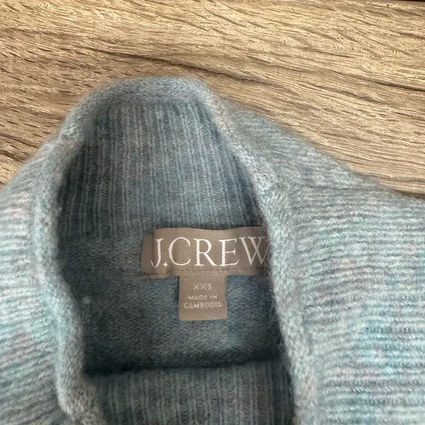 J crew light blue‎ wool blend mock neck sweater size xxs - Image 3