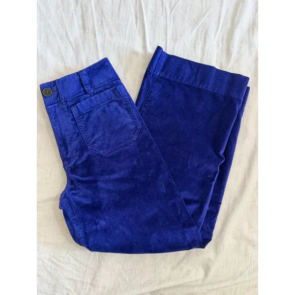 Maeve Anthro Colette Pants Women 26 Purple Blue Velvet Corduroy Wide Leg Crop - Image 3