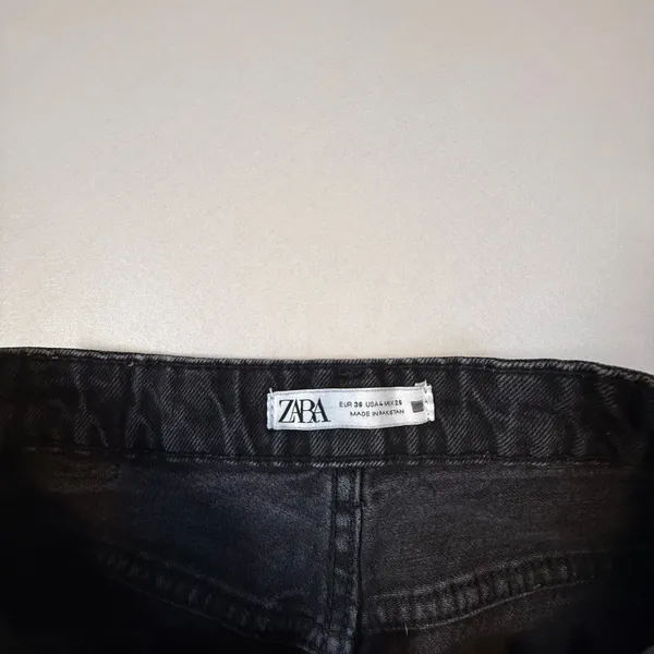 Zara Womens High Waisted Mom Jeans Washed Black Denim Straight Leg Size 4 EUR 36 - Image 7