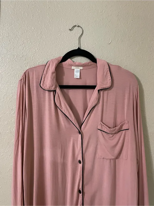 Eberjey Gisele Tencel Modal Pajama PJ Long Sleeve Top Size M Woodrose Black - Image 7