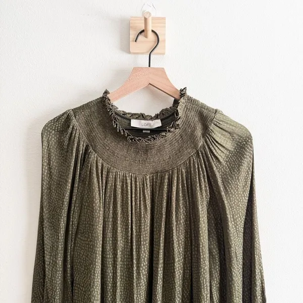 LOFT Smocked Yoke Swing Dress Size M - Image 4