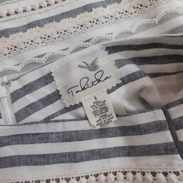 Anthropologie TABITHA Sailing Lace Pencil Skirt Striped Crochet Lace Scallops 6 - Image 12