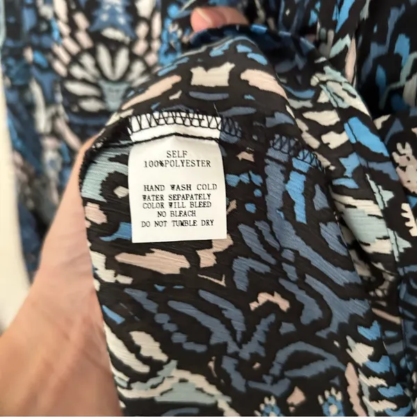 Pinch Blue Graphic Long Sleeve Blouse Size M - Image 5