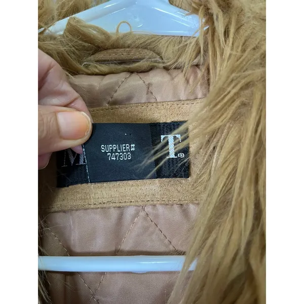 Vintage Penny Lane Leather Coat Faux Fur Y2K Hippie M Petite Boho Chic Festival - Image 6