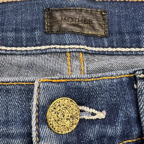 MOTHER Insider Crop Step Fray Jeans Not Rough Enough Wash Stretch Denim Size 25 - Image 3
