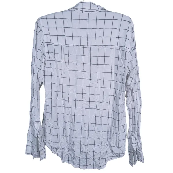 Abercrombie & Fitch Windowpane Button Up Shirt Size M White Black Coastal Preppy - Image 3