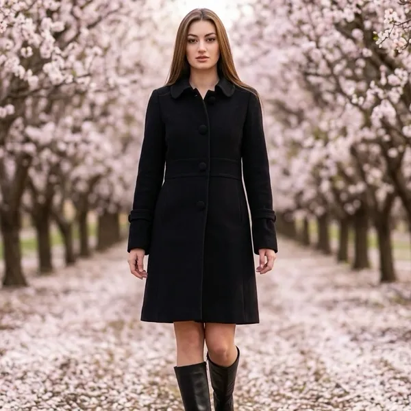 J. Crew 94%wool Classic Black long warm Trench Coat jacket sz 8 - Image 2