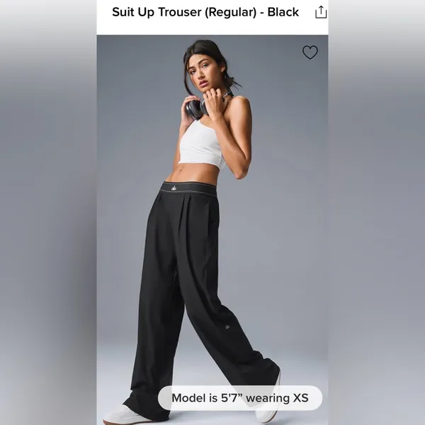 Alo Yoga NWT Suit Up Trouser Regular Lightweight Straight Leg Black Size S - Image 6