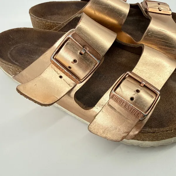 Birkenstock Arizona Metallic Copper Rose Gold Sandals Womens 38 US 7 7.5 Boho - Image 4