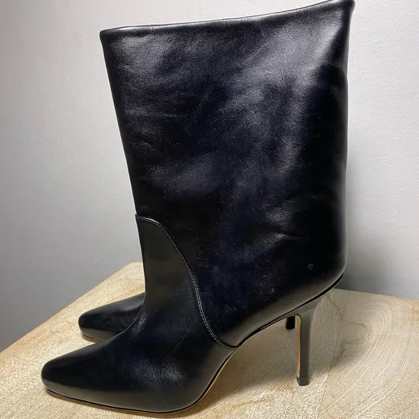 Stuart Weitzman rich leather stiletto boot / bootie size 5 black - Image 5