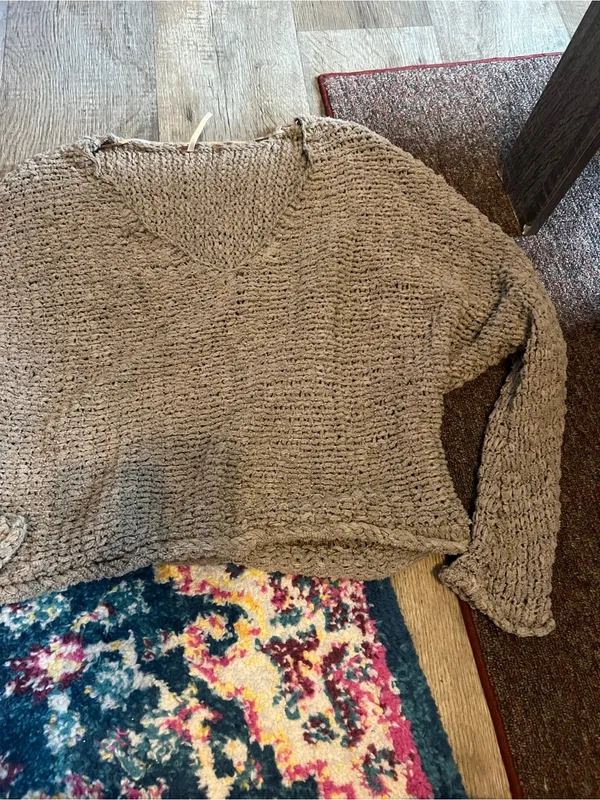 Free people Cozy V-Neck Knit Sweater in Taupe - Image 2