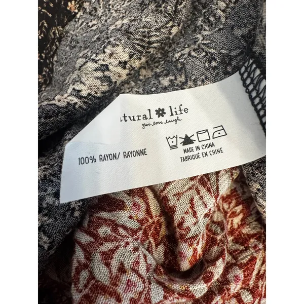 Natural Life Boho Patchwork Floral Tiered Maxi Dress Small Rayon Cottagecore - Image 5