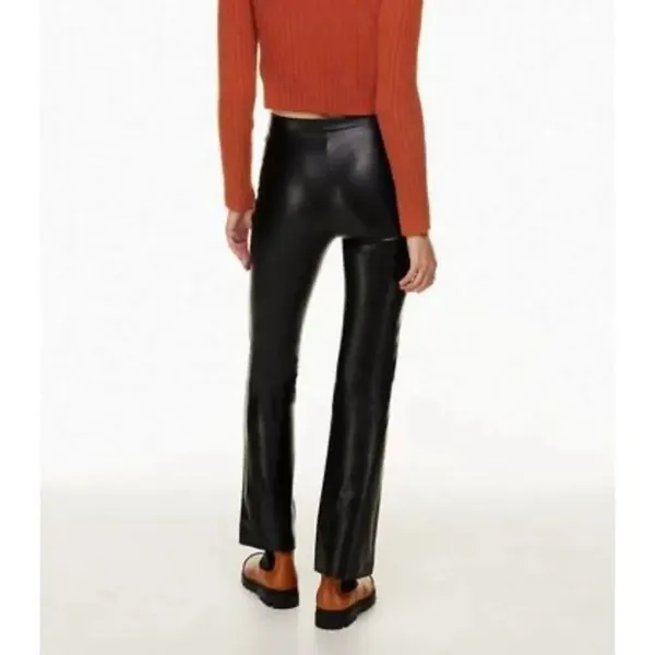 Aritzia Wilfred black faux leather pull on flare pants size 4 - Image 3