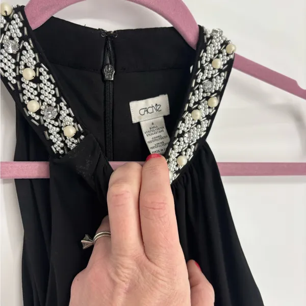 Vintage Cache’ Women’s Knee Length Beaded Neck Dress - Image 7