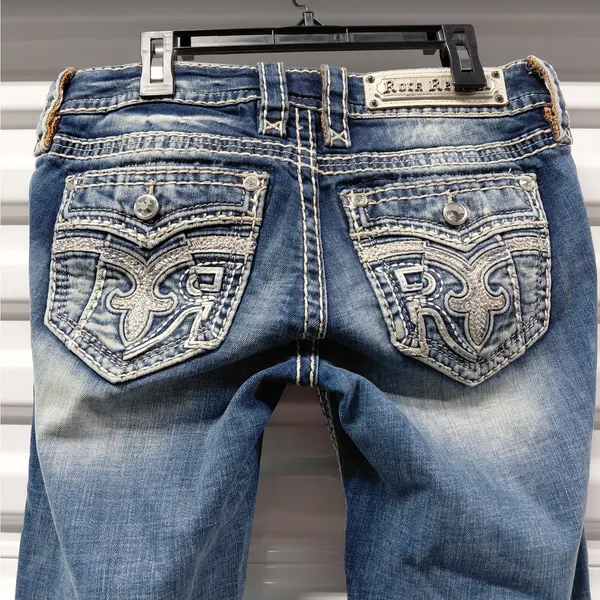 Rock Revival Ferry Skinny Jeans Size 27 Blue Low Rise Y2K Festival Retro Denim - Image 8
