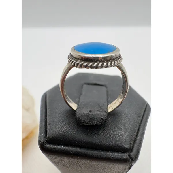Vintage Turquoise Sterling Silver Ring Signed‎ SE Size 6 Oval Blue Stone 925 - Image 3