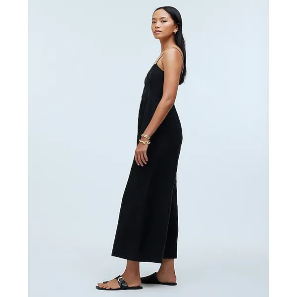 Madewell Sleeveless Wide Leg Jumpsuit 100% Linen Black Pockets Flowy US 12 NWT - Image 4