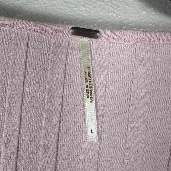 Free People Central Park Cardi Ribbed Button Down Womens Large‎ Pink 3/4 Sleeve - Image 3