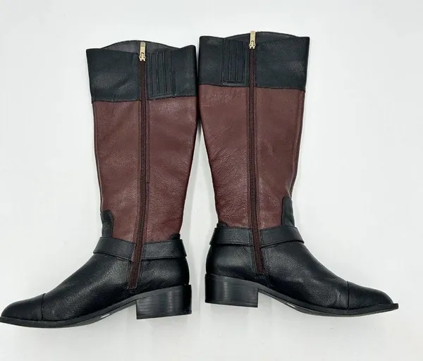 Vince Camuto Leisha Brown Black Leather 6.5 M 36.5 Knee High Riding Boots - Image 6