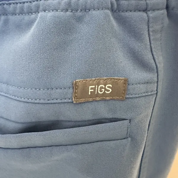 Figs Scrubs Pants Women’s Med Utility Nursing Blue Cargo Drawstring Pull On - Image 4