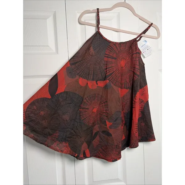 Luna Sea Enchantments Boho Cami Tank Top Womens‎ Size OS Red Black Geometric - Image 2