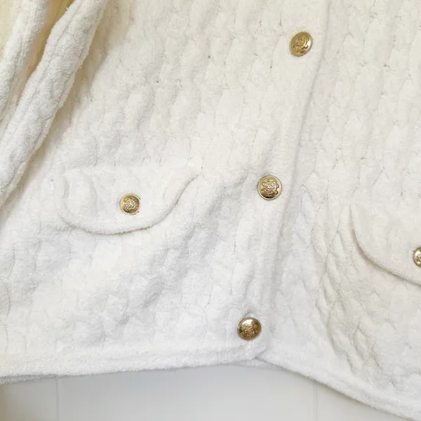 NWT J.CREW Odette Cable-Knit Sweater Lady Jacket Cotton Blend Bouclé Ivory M - Image 7