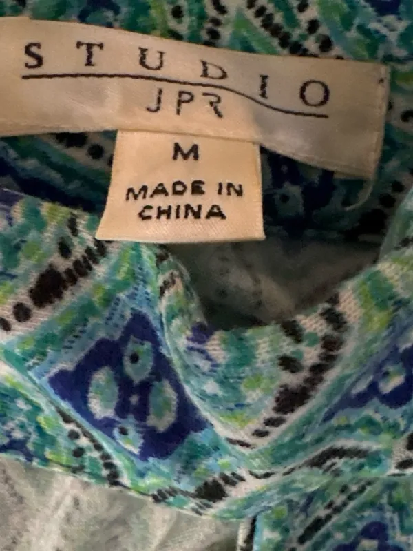 Sleeveless Green & Navy Paisley Casual Dress - Image 3