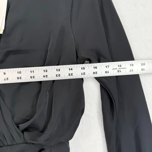 Abercrombie & Fitch Black Long Sleeve Surplice Mini Dress XS Fit to‎ Flatter - Image 2