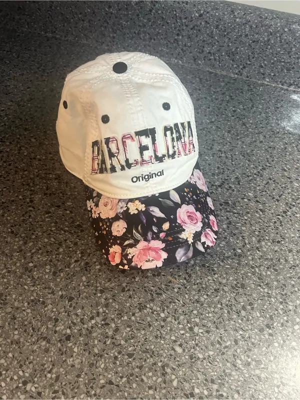 Robin Ruth Floral Barcelona Baseball Cap - White & Black - Image 2