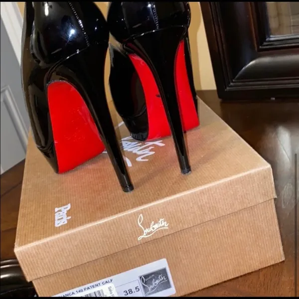 Christian Louboutin Black Bianca 140 Red Bottoms Size 8.5 - Image 4