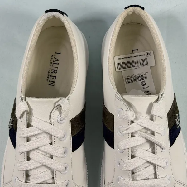 Lauren Ralph Lauren Size-7 Women's Janson Sneakers Leather‎ Snow White - Image 9