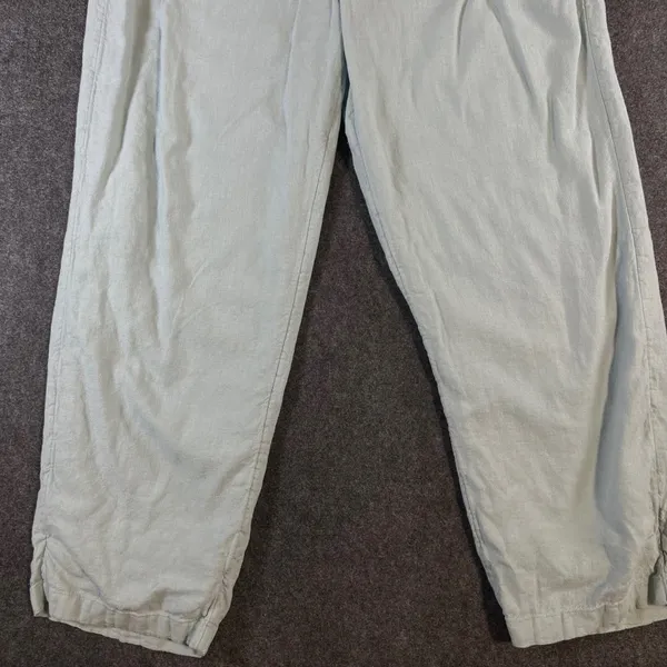 Abercrombie & Fitch Blue Green Linen Blend Wide Leg Pull On Pants Medium Regular - Image 9