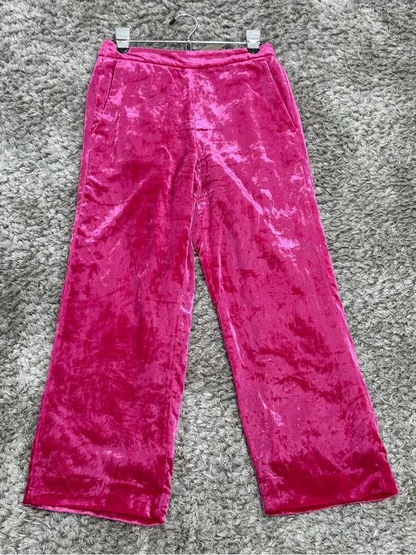 J. Crew Women’s Pink Velvet Peyton Pull On Pants Cropped Elastic Waist 6 NWT - Image 9