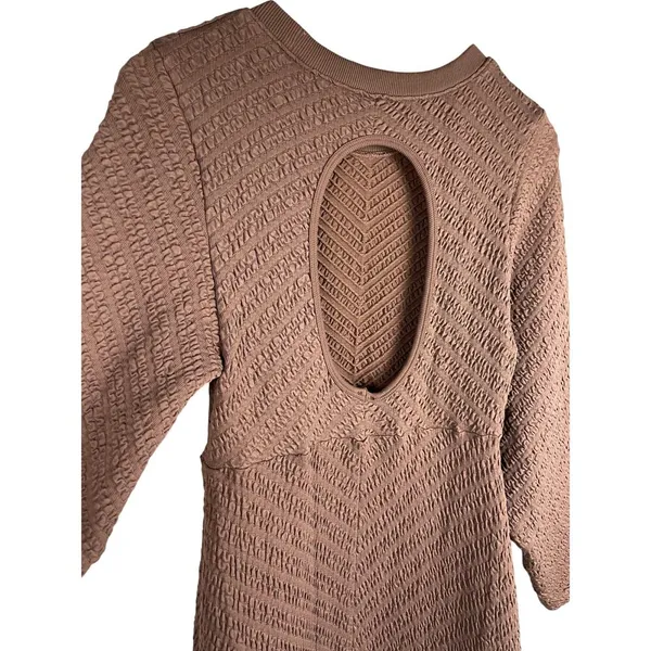 Free People Gabby Boho Textured Seamless Midi Dress in Coconut Shell Size Medium - Image 11