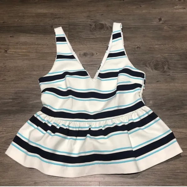 Zara Blue Aqua Stripe Peplum Tank Top Size Small - Image 4