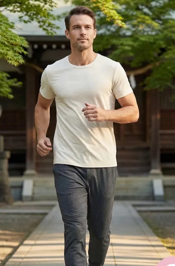 Kickee Pants Men's Short Sleeve Crew Neck Tee in Natural Size Medium Bamboo - Image 9