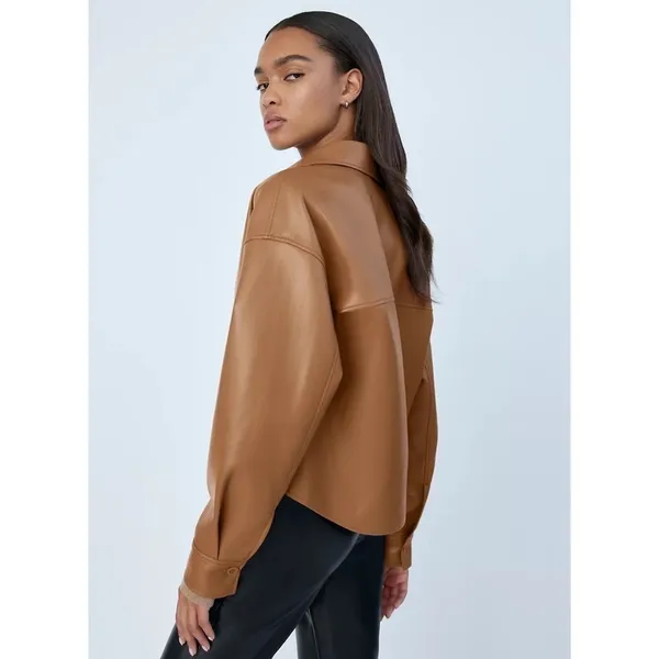 Aritzia Jacket Pelli Hip Shirt‎ Shacket Vegan-Leather Button-Down Saville XS NWT - Image 8