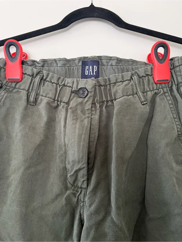 Gap Olive Green Pull On Wide Leg Denim Pants Small Minimalist Utility Casual - Image 2