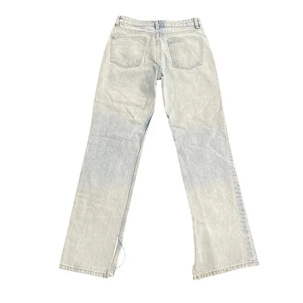 Zara Light Wash Straight Leg Denim Jeans Size 6 Side Split Hems 90s VTG Inspired - Image 2