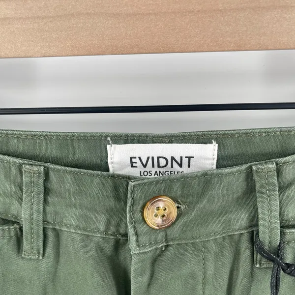 EVIDNT Pants Size 25 Cropped Chino Wide Leg High Waist NWT Green 100% Cotton - Image 9