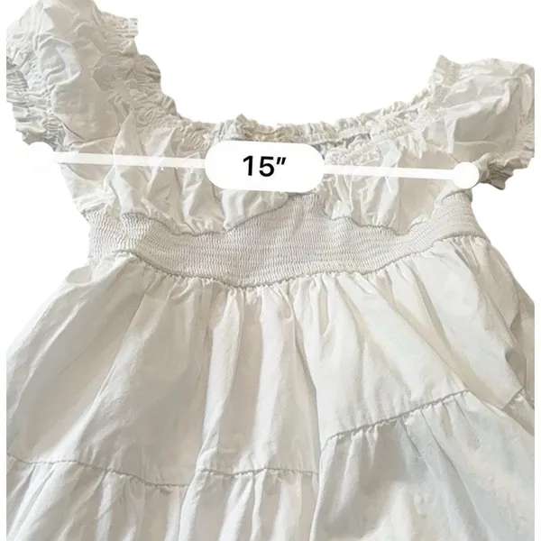 Altar'd State White Smocked Sweetheart Mini Dress L Little White Dress Bridal - Image 13