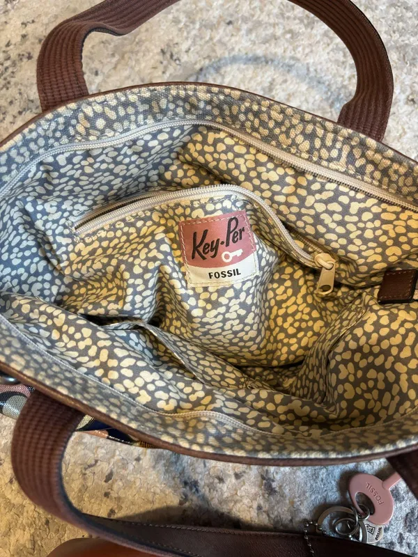 Fossil floral bag with leather trim  - Image 6