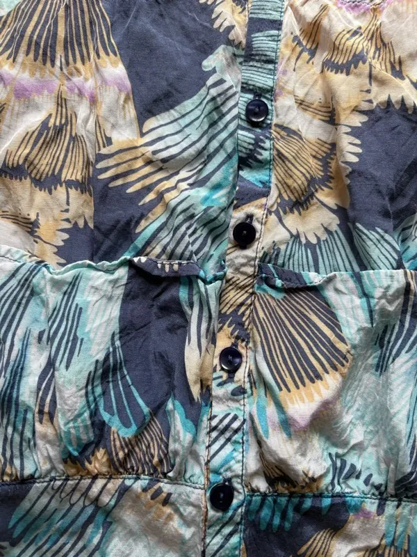 Free People Floral Halter Midi Dress in Teal, Navy, and Cream - Image 2